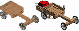 Photo of the Simple Wooden Go Kart powered with a Lawnmower Engine as built with these Plans